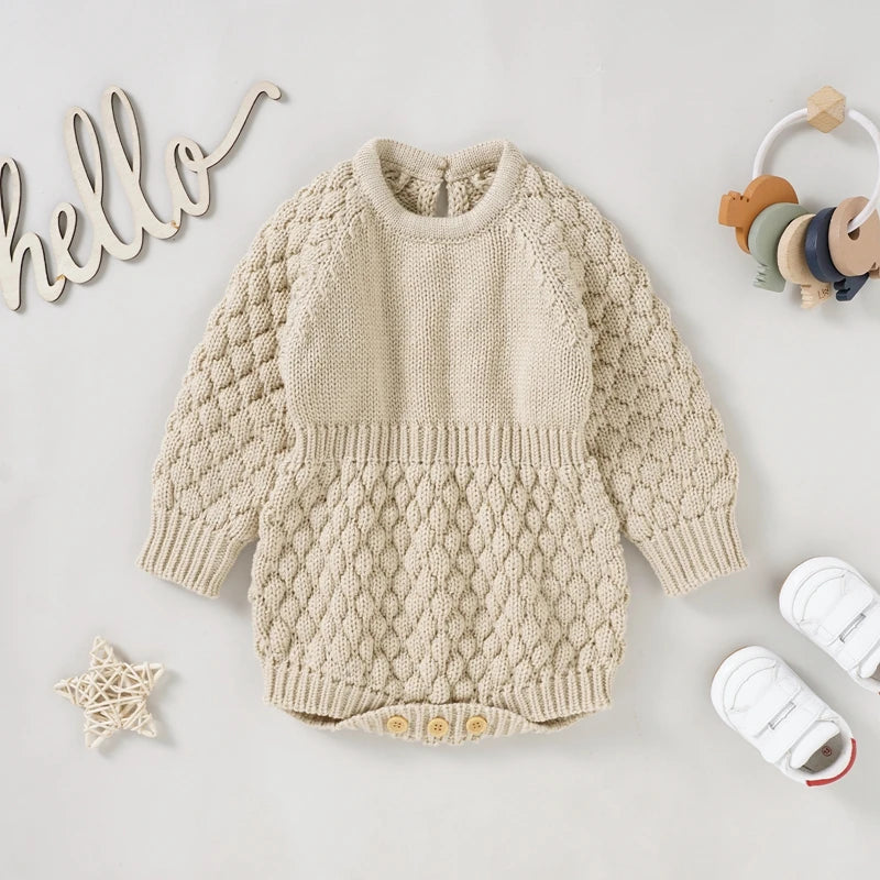 Lovely Heart Infant Baby Girl Knitted Clothes Love Romper Jumpsuit Bodysuit Outfit Autumn Winter wool knitted sweater bodysuits