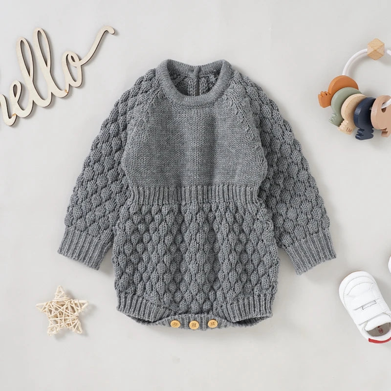 Lovely Heart Infant Baby Girl Knitted Clothes Love Romper Jumpsuit Bodysuit Outfit Autumn Winter wool knitted sweater bodysuits