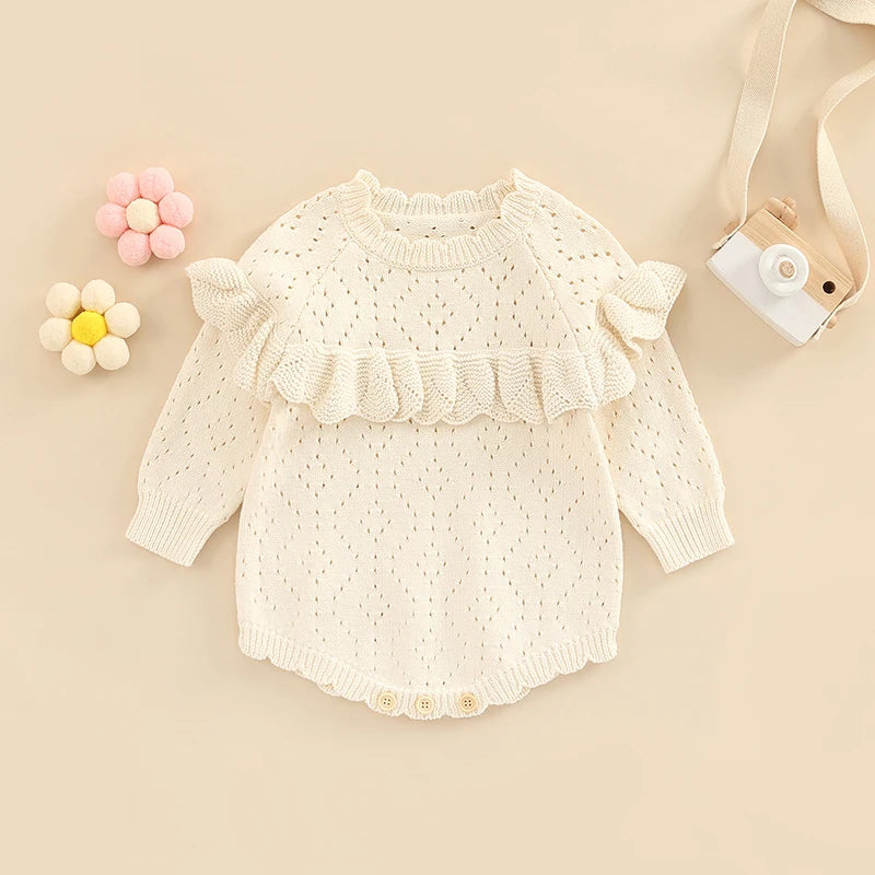 Lovely Heart Infant Baby Girl Knitted Clothes Love Romper Jumpsuit Bodysuit Outfit Autumn Winter wool knitted sweater bodysuits