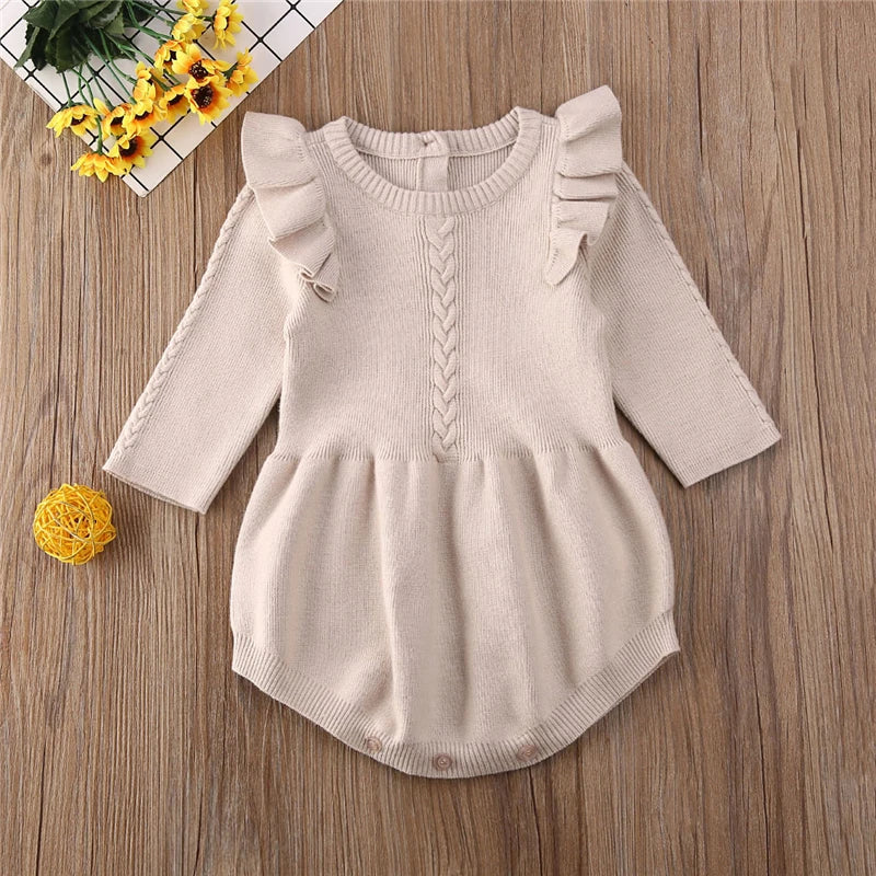 Lovely Heart Infant Baby Girl Knitted Clothes Love Romper Jumpsuit Bodysuit Outfit Autumn Winter wool knitted sweater bodysuits