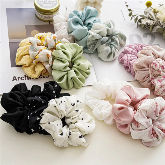 Flower Hair Scrunchies Set