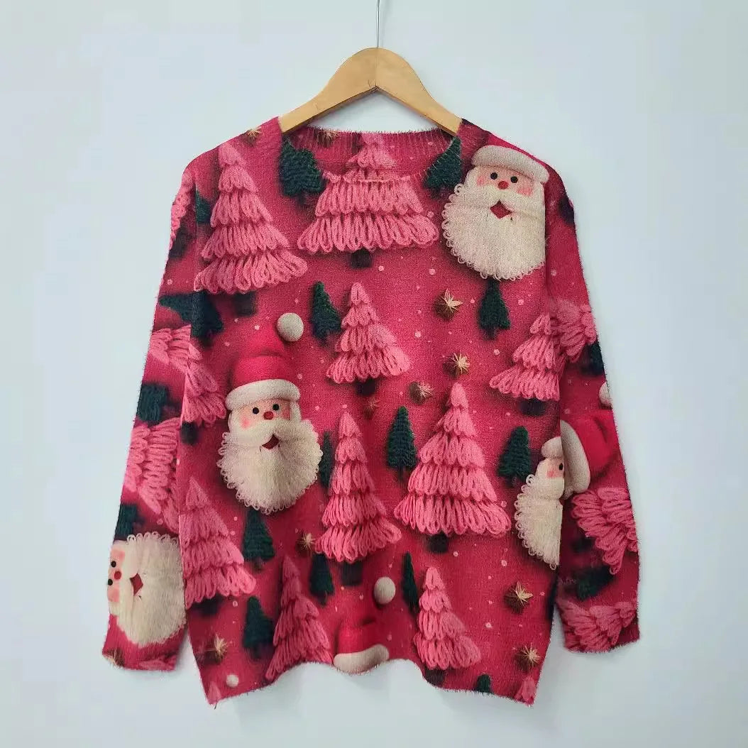 Festive Christmas Mink Fur Sweater