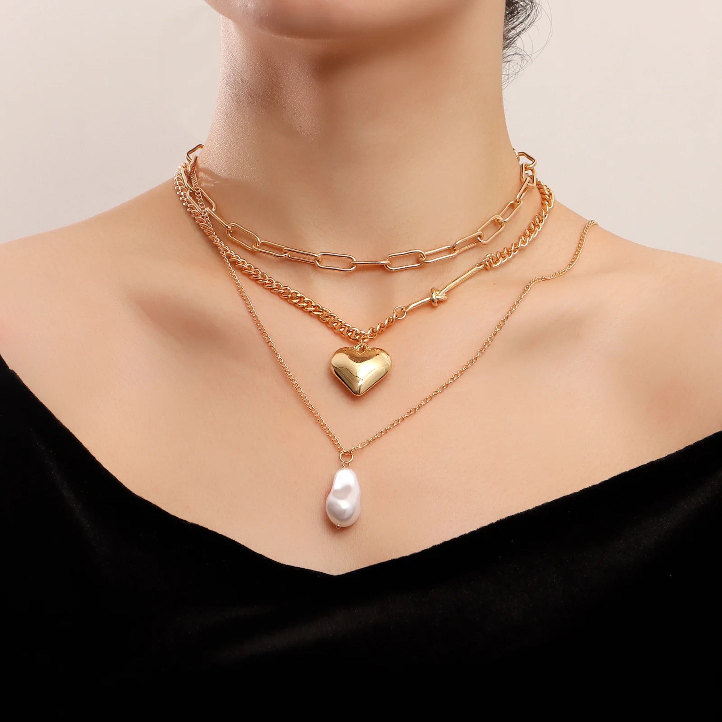 Multi-Layer Hearts Choker Necklace