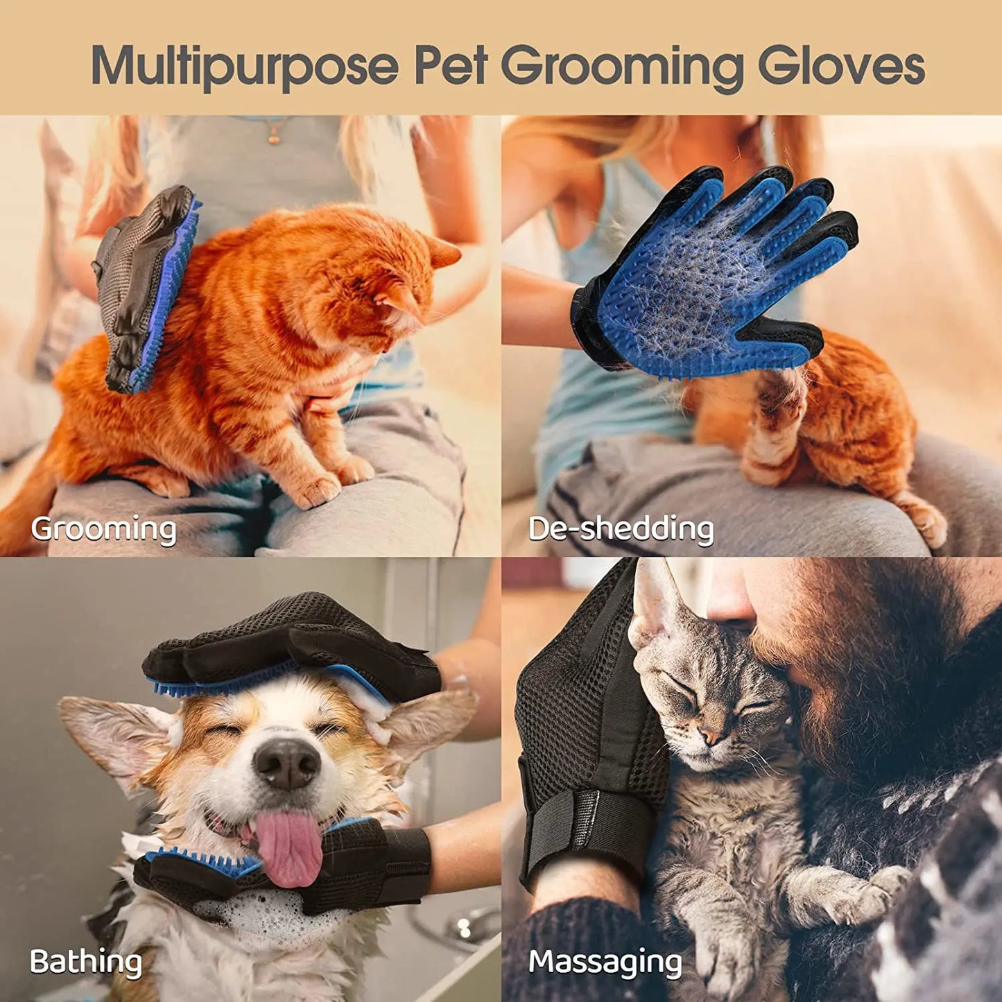 Efficient Grooming Gloves for Pets