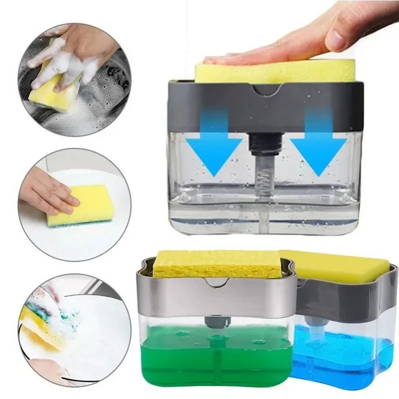 Soap Dispenser with Sponge Caddy - Space-Saving Design