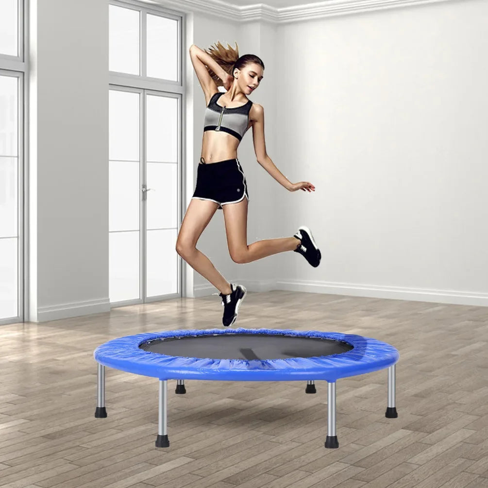 Adjustable Fitness Trampoline with Handrail