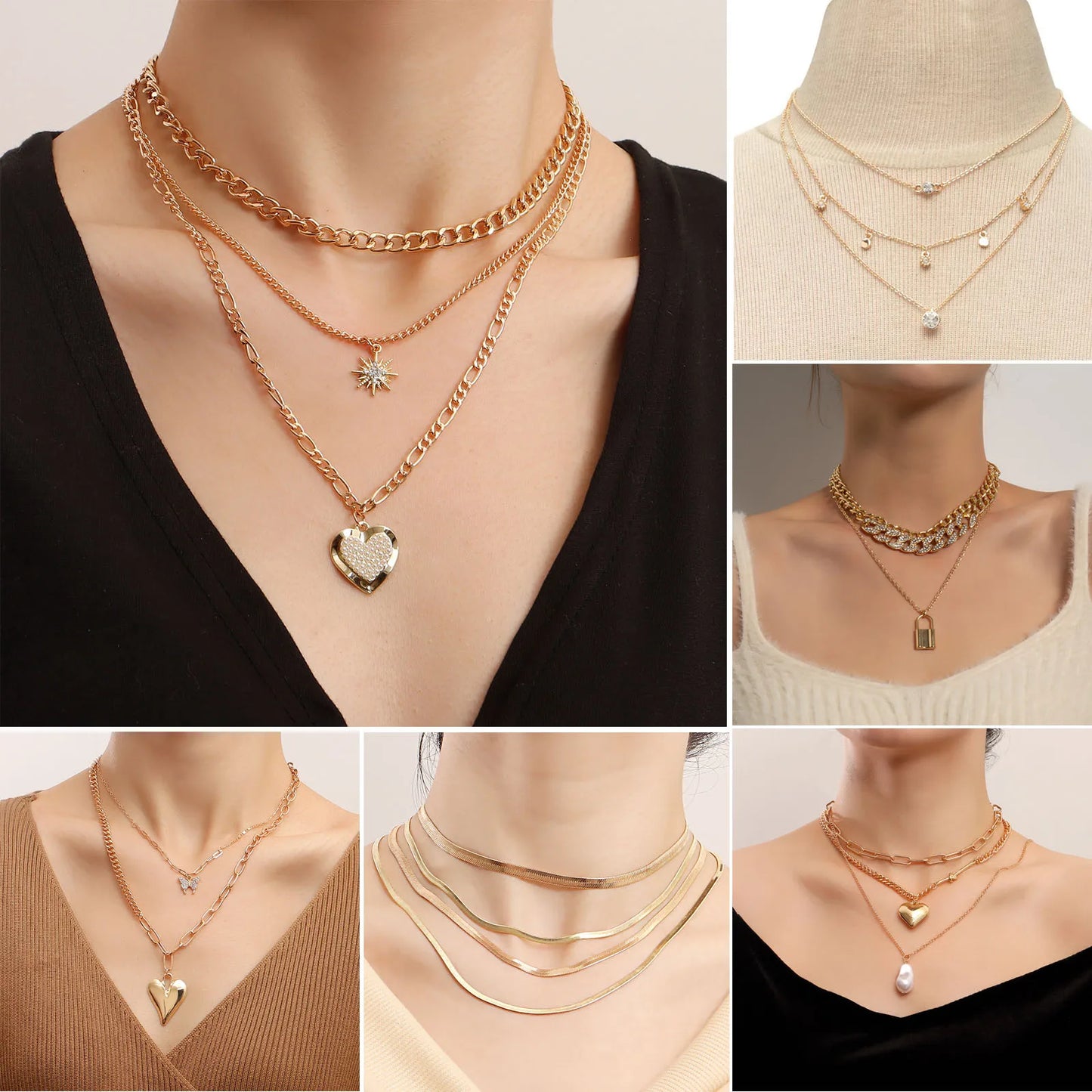 Multi-Layer Hearts Choker Necklace