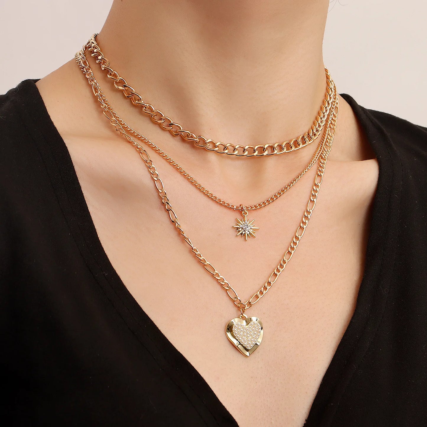 Multi-Layer Hearts Choker Necklace