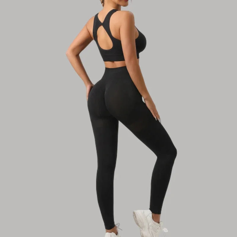 Yoga Bra and Legging Set - High-Waist Fitness Wear