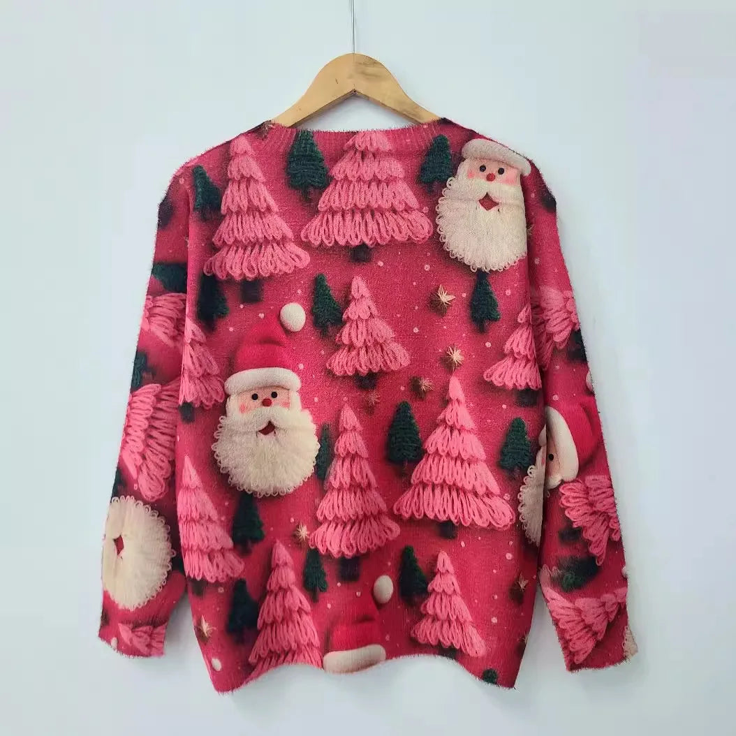 Festive Christmas Mink Fur Sweater