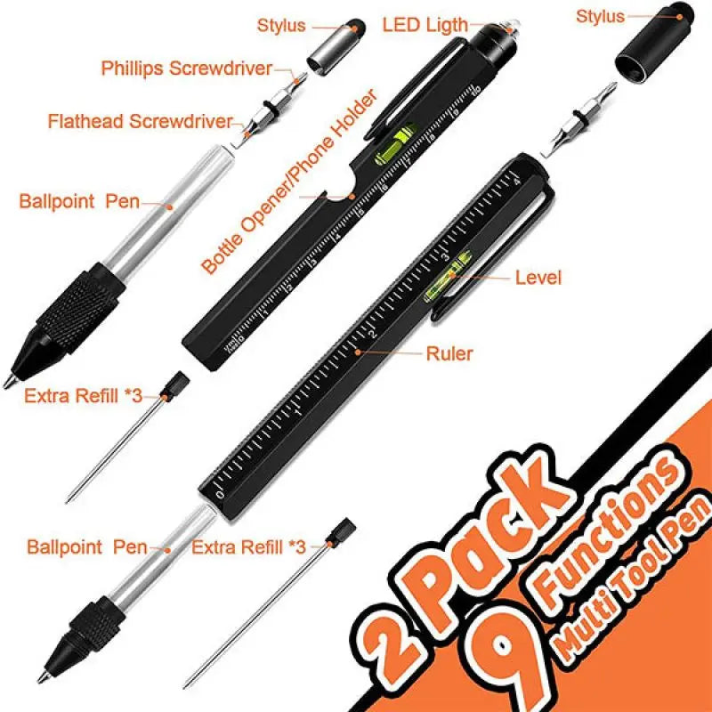 Multifunction Ballpoint Pen - 9 Tools in 1