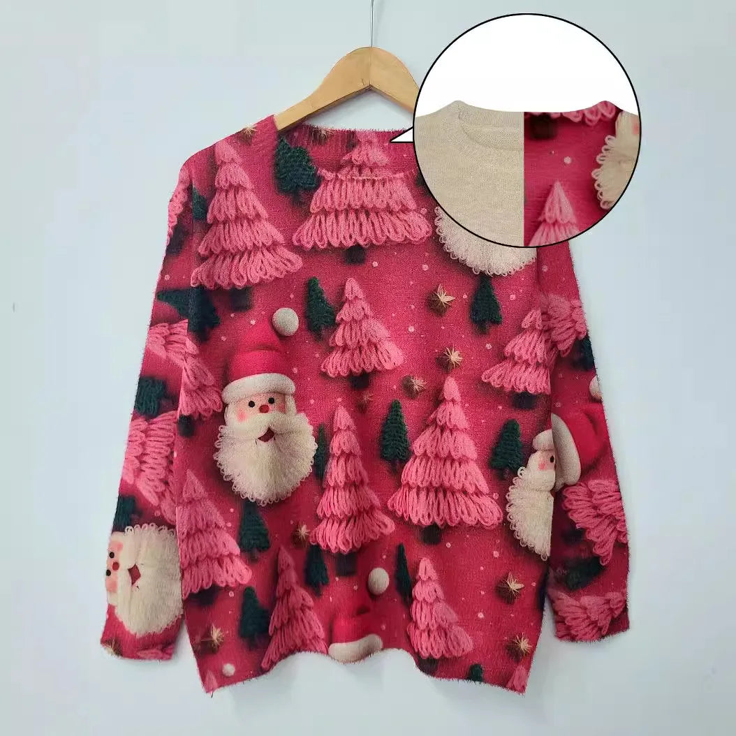 Festive Christmas Mink Fur Sweater