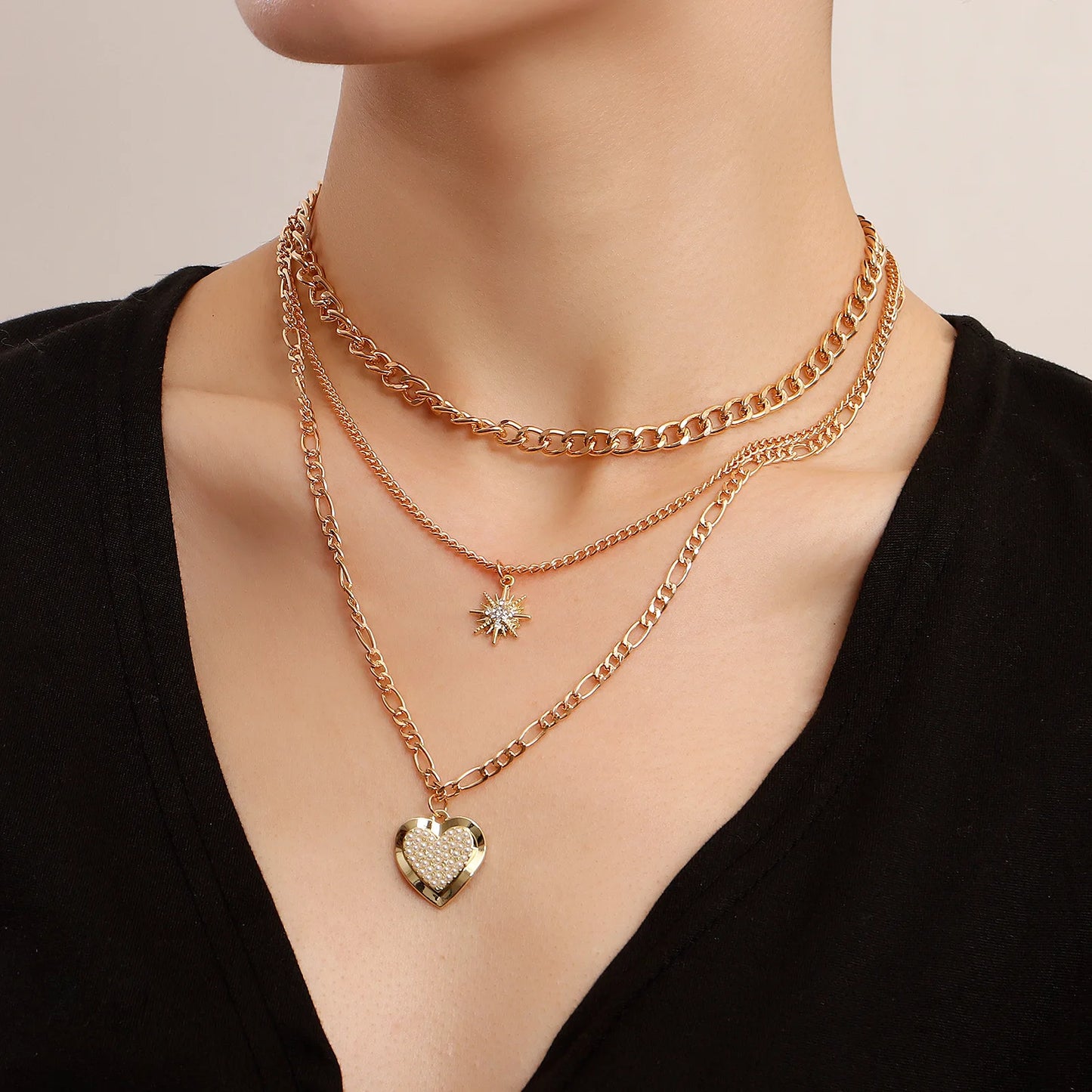 Multi-Layer Hearts Choker Necklace