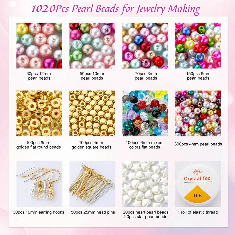 Multicolor Pearl Beads Kit for Jewelry Making