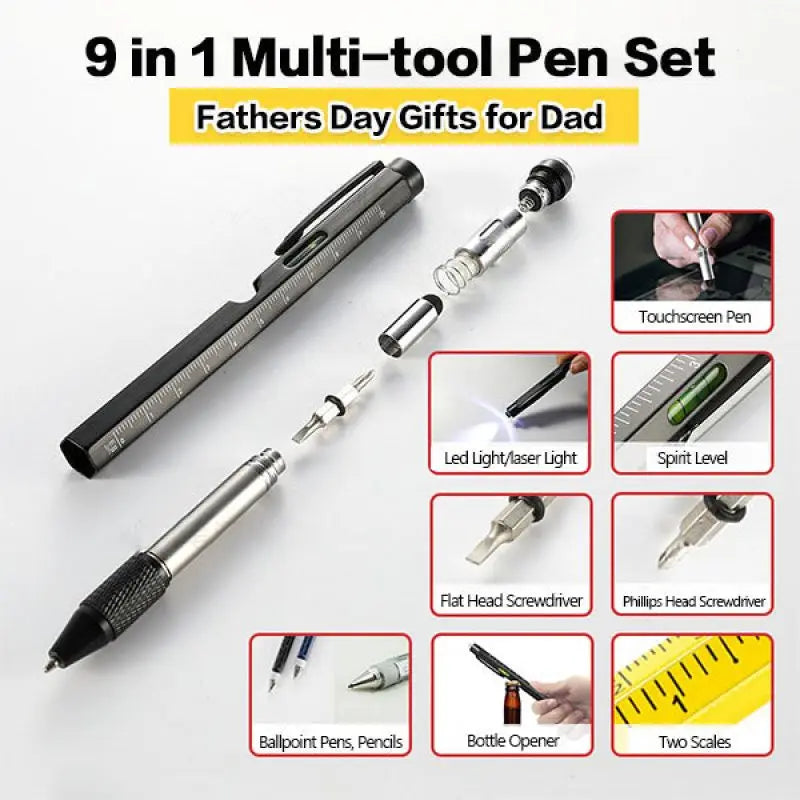 Multifunction Ballpoint Pen - 9 Tools in 1