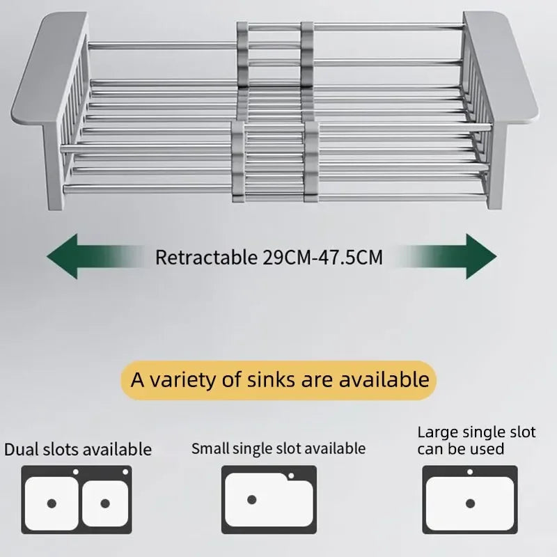 Telescopic Stainless Steel Dish Drying Rack